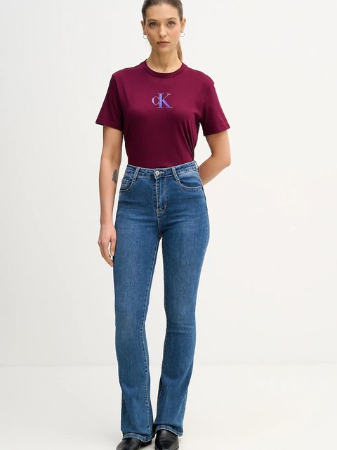 Calvin Klein Jeans t-shirt bawełniany damski kolor fioletowy LV047E804G - zdjęcie produktu nr 2