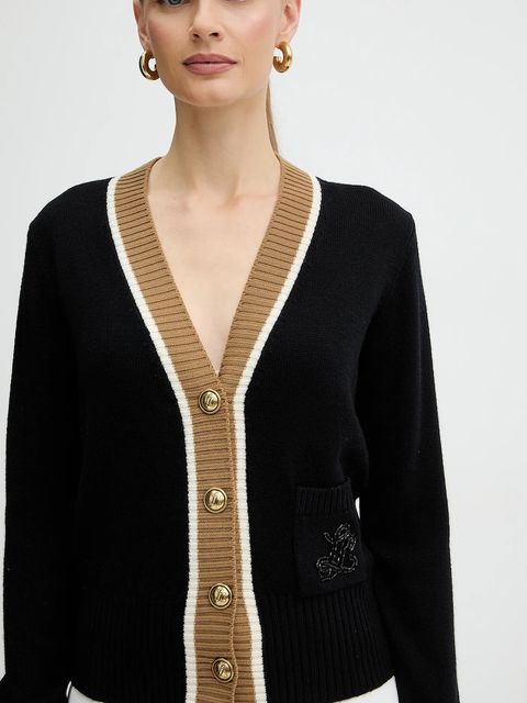 Luisa Spagnoli kardigan wełniany damski kolor czarny lekki 100239