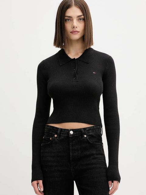 Tommy Jeans sweter damski kolor czarny lekki DW0DW21829 - zdjęcie produktu nr 1