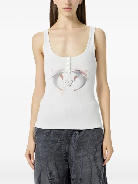 Blumarine dolphin-print ribbed top - White - zdjęcie produktu nr 2