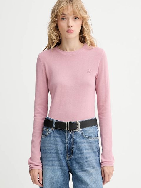 HUGO sweter bawełniany kolor różowy lekki 50514296 - zdjęcie produktu nr 1