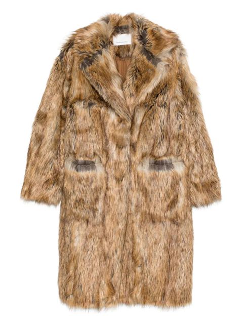 The Frankie Shop button-fastening faux-fur coat - Brown - zdjęcie produktu nr 1