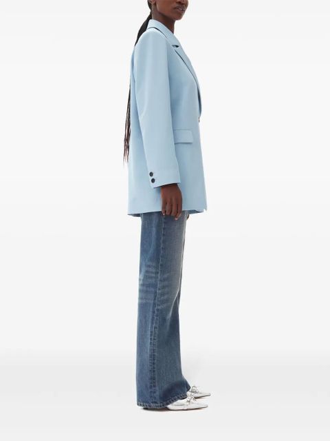GANNI twill belted blazer - Blue