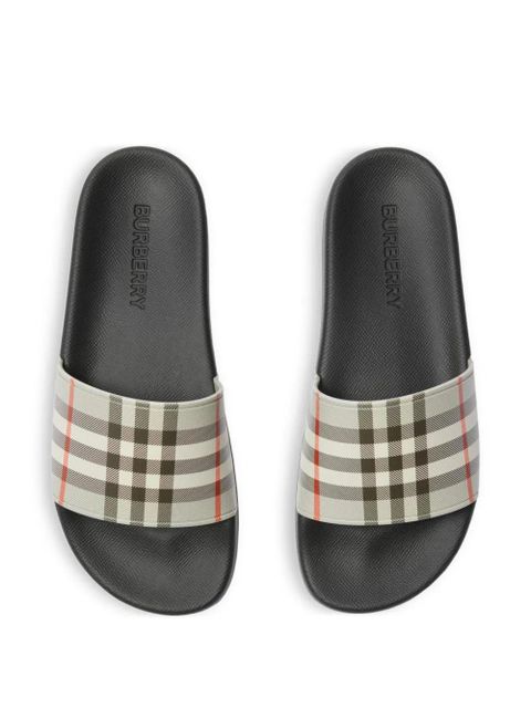 Burberry checked slides - Neutrals