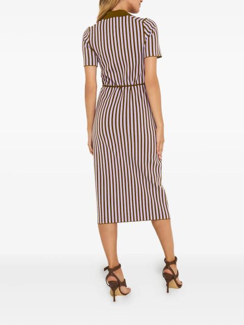 Tory Burch striped collared midi dress - Brown