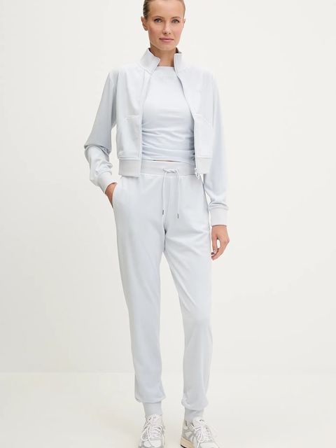 Guess bluza welurowa COUTURE damska kolor niebieski gładka V3BQ22 K0232 - zdjęcie produktu nr 2