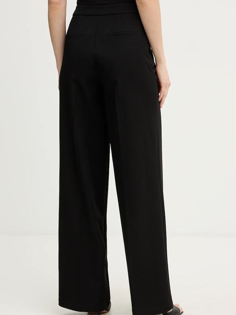 Morgan spodnie damskie kolor czarny proste high waist PIE.F