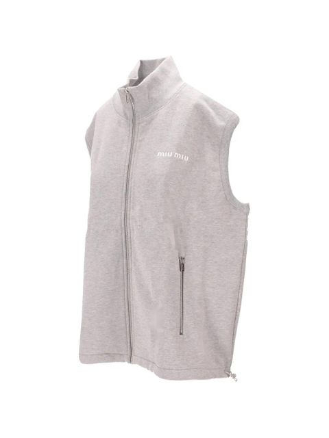 Miu Miu zipped sleeveless sweatshirt - Grey - zdjęcie produktu nr 2