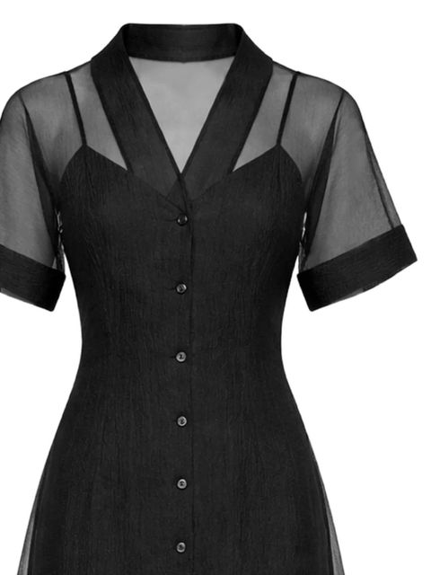 STAUD Elle V-neck button dress - Black - zdjęcie produktu nr 2