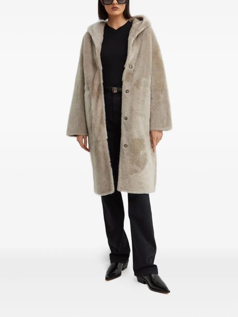 Yves Salomon hooded single-breasted coat - Neutrals