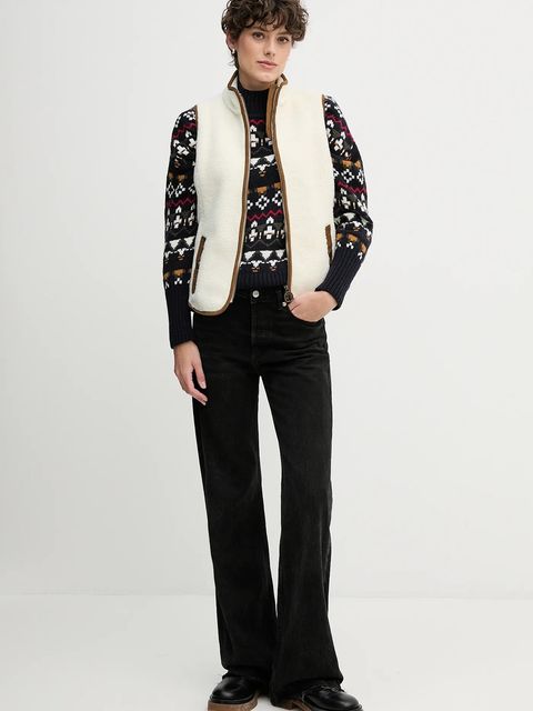 Barbour sweter z dodatkiem wełny damski kolor granatowy ciepły z półgolfem LKN1557