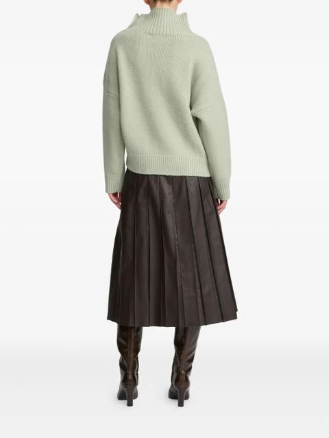 Yves Salomon high-neck button-detail sweater - Green