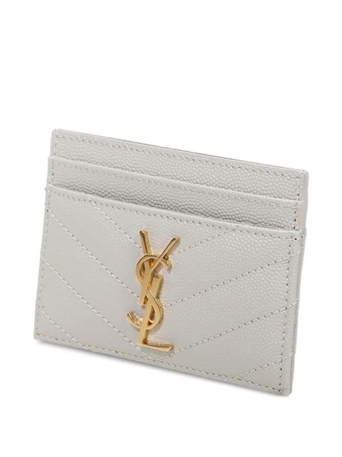 Saint Laurent quilted-leather cardholder - White