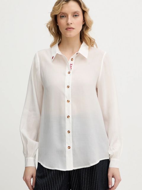 Never Fully Dressed koszula Miley damska kolor biały regular z kołnierzykiem klasycznym NFDTO2023 - zdjęcie produktu nr 1