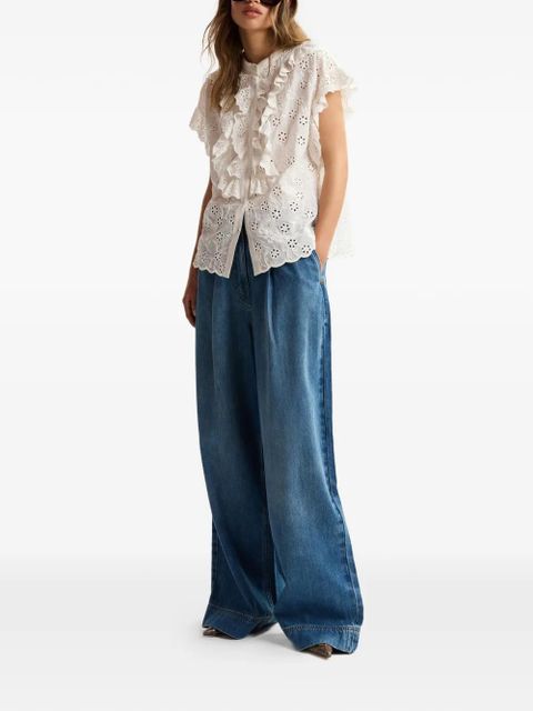 Essentiel Antwerp broderie-anglaise ruffled-detail shirt - White - zdjęcie produktu nr 2