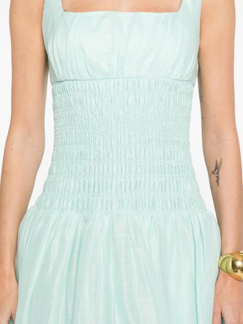 Self-Portrait shirred-panel midi dress - Green