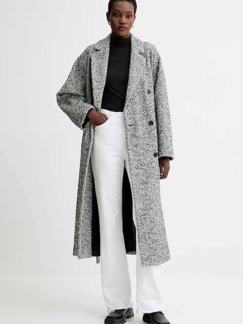 Marc O'Polo płaszcz z dodatkiem wełny kolor szary 509017671133