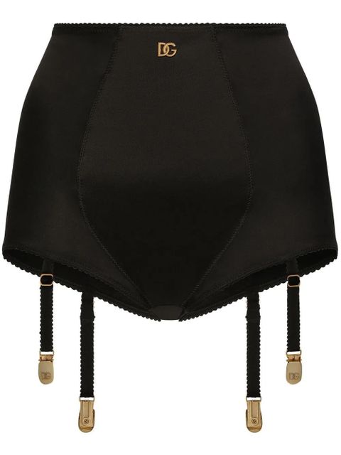 Dolce & Gabbana DG-logo high-waisted satin briefs - Black - zdjęcie produktu nr 1