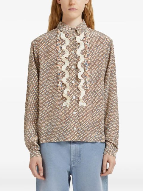 Marni ruffled printed shirt - Brown - zdjęcie produktu nr 2