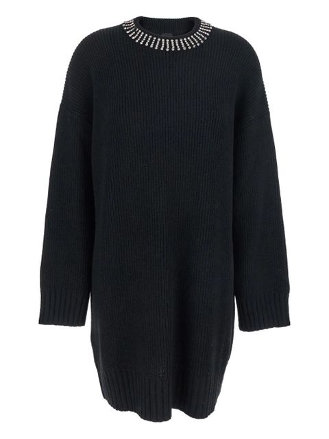 PINKO crystal-embellished ribbed mini dress - Black - zdjęcie produktu nr 1