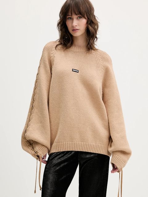 Rotate sweter z dodatkiem wełny damski kolor beżowy ciepły 1147411753 - zdjęcie produktu nr 1