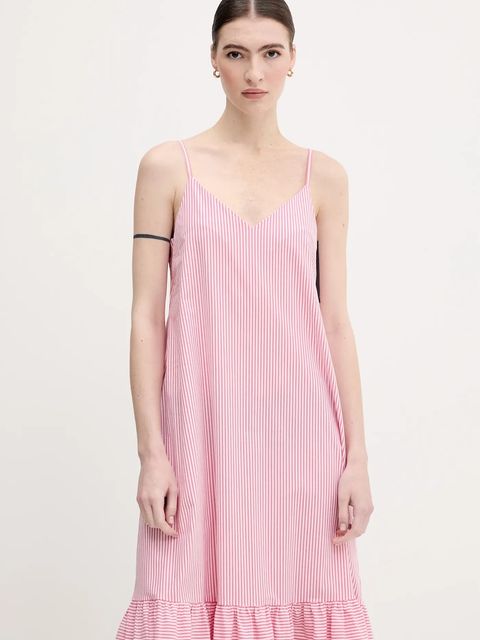 United Colors of Benetton sukienka kolor różowy maxi rozkloszowana 4SZRDV0B8