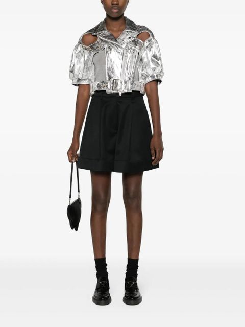 Simone Rocha cut-out leather biker jacket - Silver - zdjęcie produktu nr 2