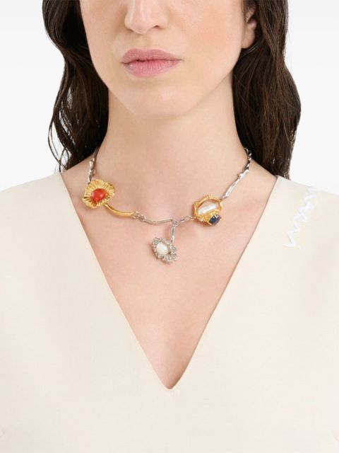 Marni flower charms necklace - Silver
