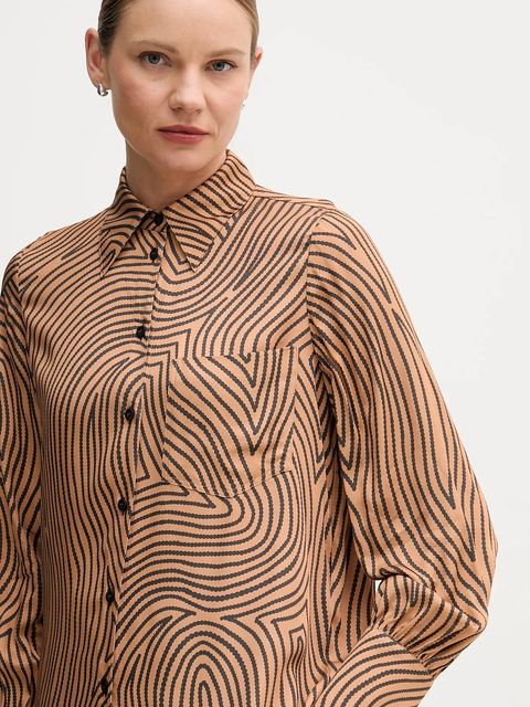 Marc Aurel koszula damska kolor brązowy regular z kołnierzykiem klasycznym 6258-1002-24812