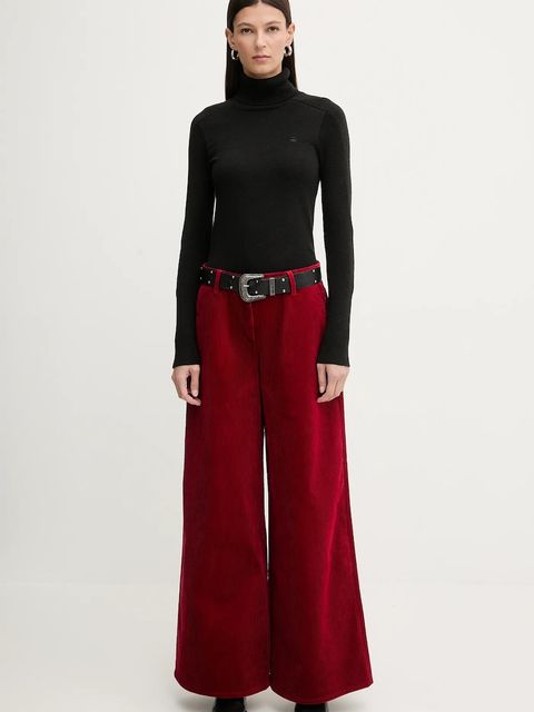 Filippa K spodnie sztruksowe kolor czerwony szerokie high waist 31981 - zdjęcie produktu nr 2