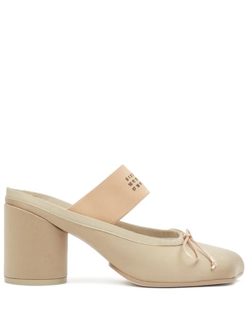 MM6 Maison Margiela 70mm logo-elastic Ballet mules - Neutrals - zdjęcie produktu nr 1