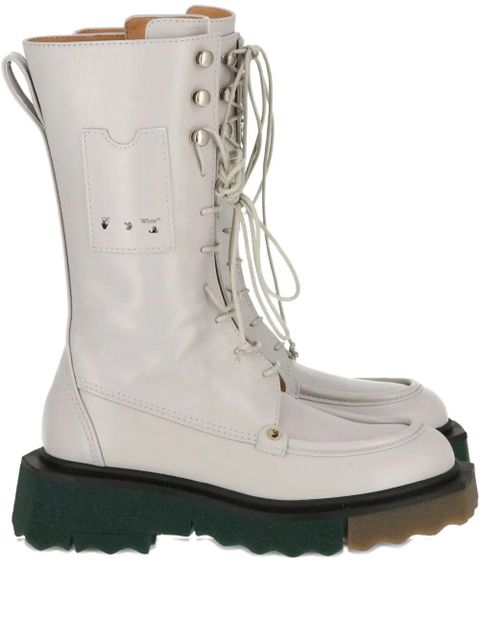 Off-White lace-up platform boots - Grey - zdjęcie produktu nr 1