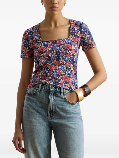 Lauren Ralph Lauren floral-print square-neck sweater - Blue - zdjęcie produktu nr 1