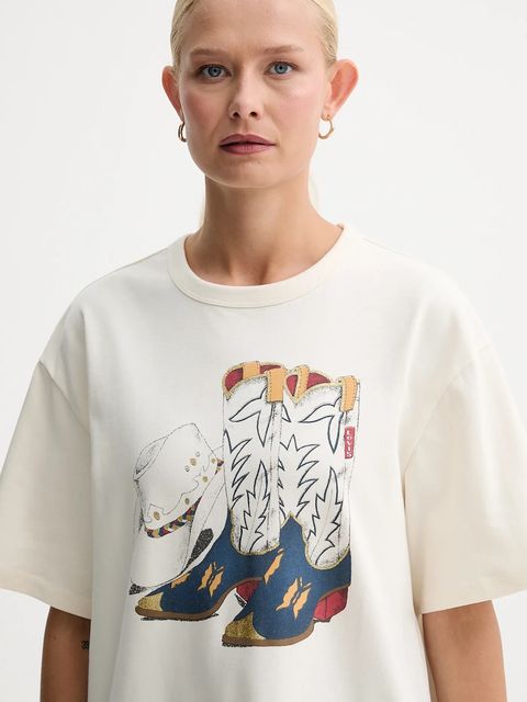 Levi's t-shirt bawełniany damski kolor beżowy 001MX