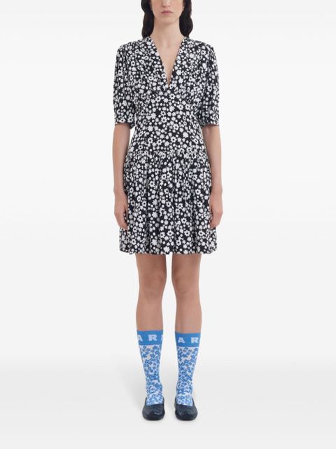 Marni floral-print mini dress - Black