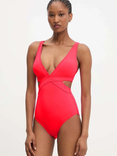 Answear.LAB jednoczęściowy strój kąpielowy kolor różowy lekko usztywniona miseczka