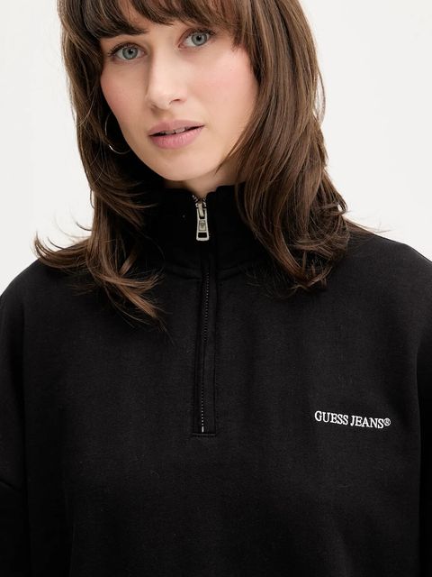 Guess Jeans bluza bawełniana damska kolor czarny gładka W5YQ09 K68I4