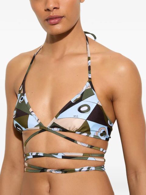PUCCI Occhi print triangle bikini top - Black