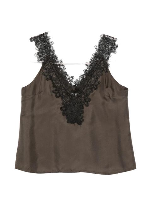 Róhe V-neck silk top - Brown - zdjęcie produktu nr 1
