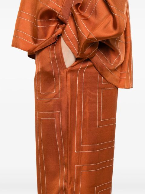 TOTEME monogram silk trousers - TERRACOTTA 161