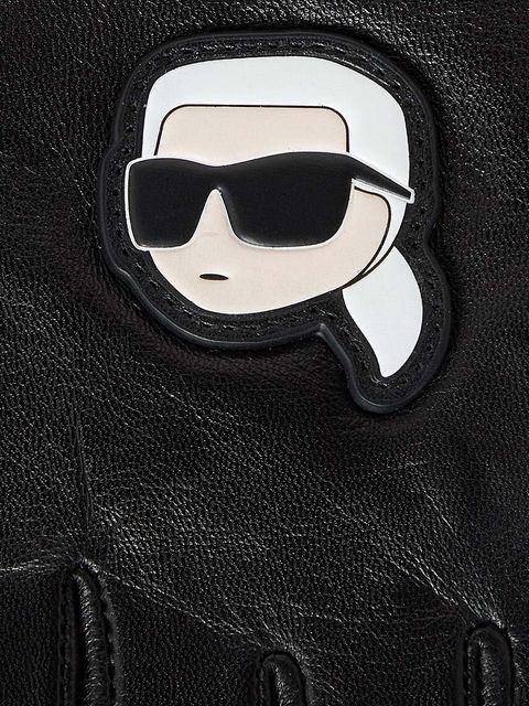 Karl Lagerfeld mitenki skórzane damskie kolor czarny