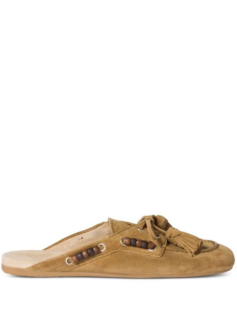 Miu Miu beaded tassel flat mules - Brown - zdjęcie produktu nr 1