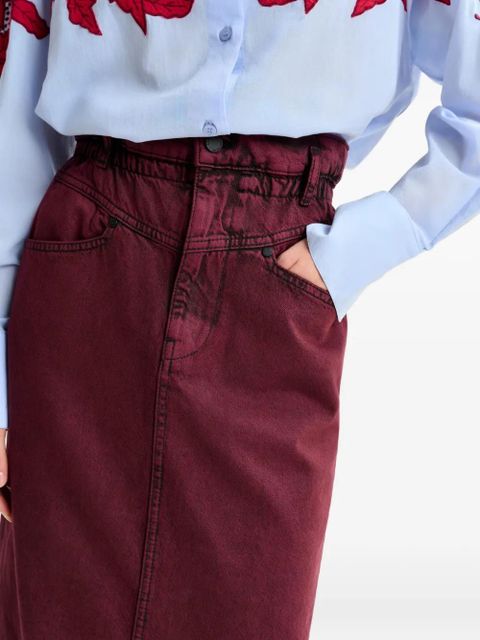 Essentiel Antwerp elasticated-waistband denim midi straight skirt - Red - zdjęcie produktu nr 2