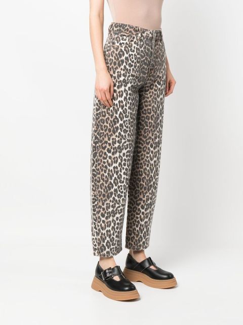 GANNI leopard-print tapered jeans - Neutrals