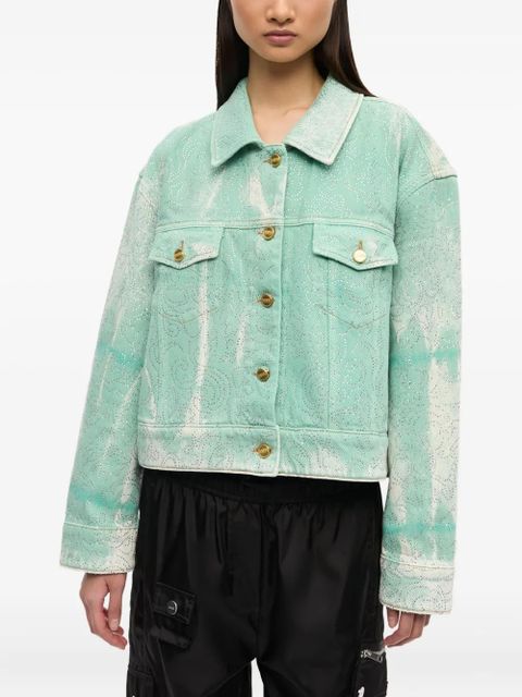 GANNI crystal-embellished jacket - Green