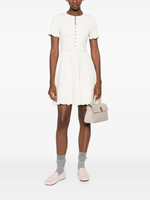 SANDRO buttoned scalloped mini dress - Neutrals - zdjęcie produktu nr 2