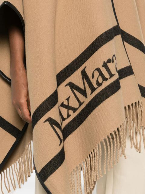 Max Mara logo fringed cape - Neutrals