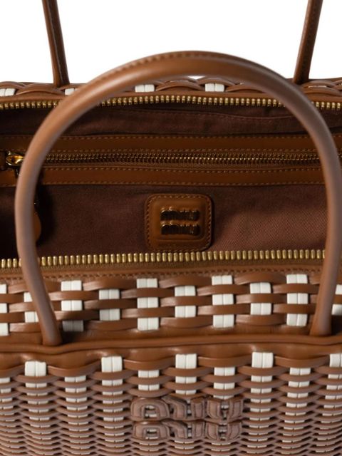 Miu Miu Bea woven-effect tote bag - Brown - zdjęcie produktu nr 2