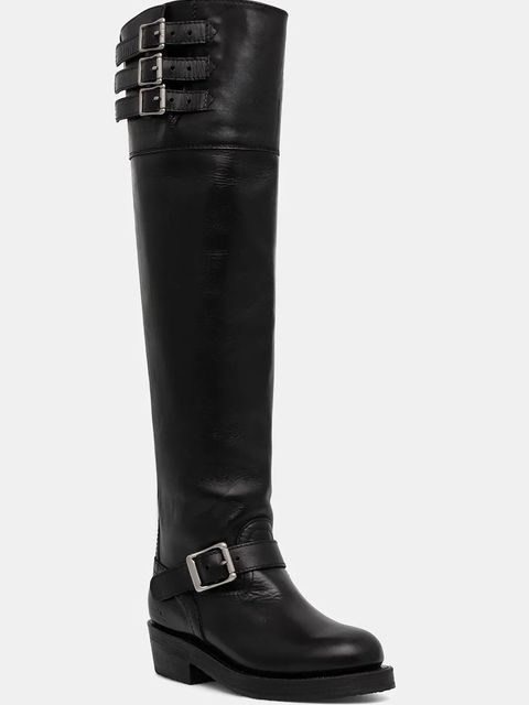 Polo Ralph Lauren kozaki skórzane Biker Boot damskie kolor czarny na płaskim obcasie 818973063001 - zdjęcie produktu nr 1