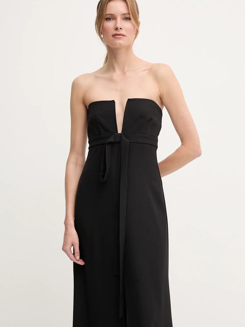 Sandro Ferrone sukienka kolor czarny maxi prosta S23XBEBUSSOLE